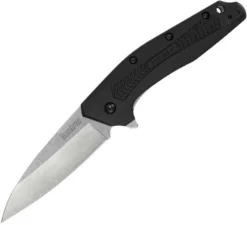 Kershaw Dividend Linerlock A/O Stonewash Blade Black Handle Folding Knife 1812