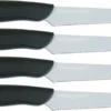 Kershaw Pure Komachi Set Of 4 Black Kitchen Fixed 5' Blade Steak Knives 5075