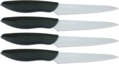 Kershaw Pure Komachi Set Of 4 Black Kitchen Fixed 5' Blade Steak Knives 5075