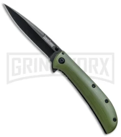 Kershaw Al Mar AM-3 Green G-10 Assisted Opening Knife - Black Plain