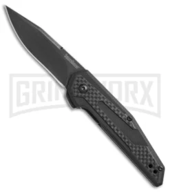Kershaw Anso Fraxion Liner Lock Knife Carbon Fiber/G-10 BlackWash Clip Point