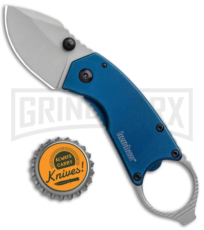 Kershaw Antic Frame Lock Knife Blue - 1.75" Bead Blast Drop Point - Image 4