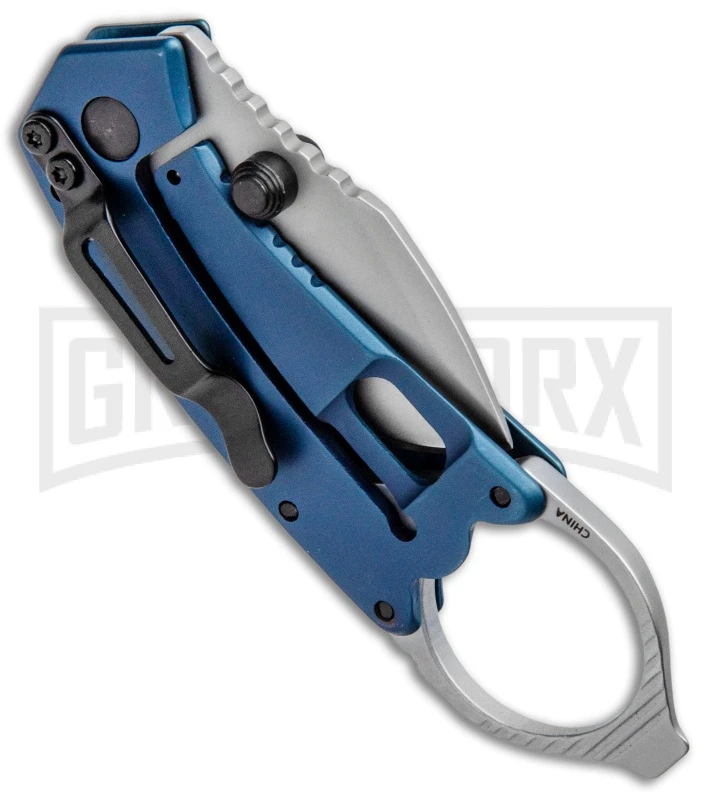 Kershaw Antic Frame Lock Knife Blue - 1.75" Bead Blast Drop Point - Image 3