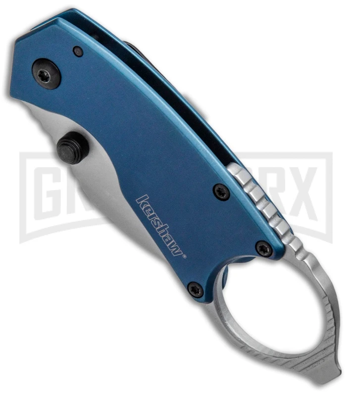 Kershaw Antic Frame Lock Knife Blue - 1.75" Bead Blast Drop Point - Image 2