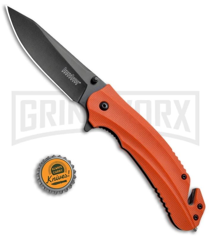Kershaw Barricade Assisted Opening Knife Orange GFN Black Oxide 8650 - Image 4