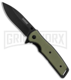 Kershaw Bevy OD Green G-10 Spring Assisted Knife - Blackwash Plain