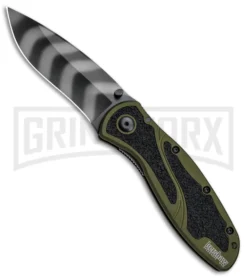 Kershaw Blur OD Green Assisted Opening Knife - Tiger Stripe Plain