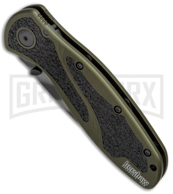 Kershaw Blur OD Green Assisted Opening Knife - Tiger Stripe Plain - Image 2