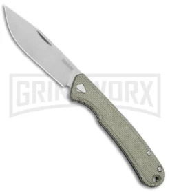 Kershaw Federalist Green Micarta Folding Knife - Stonewash Plain