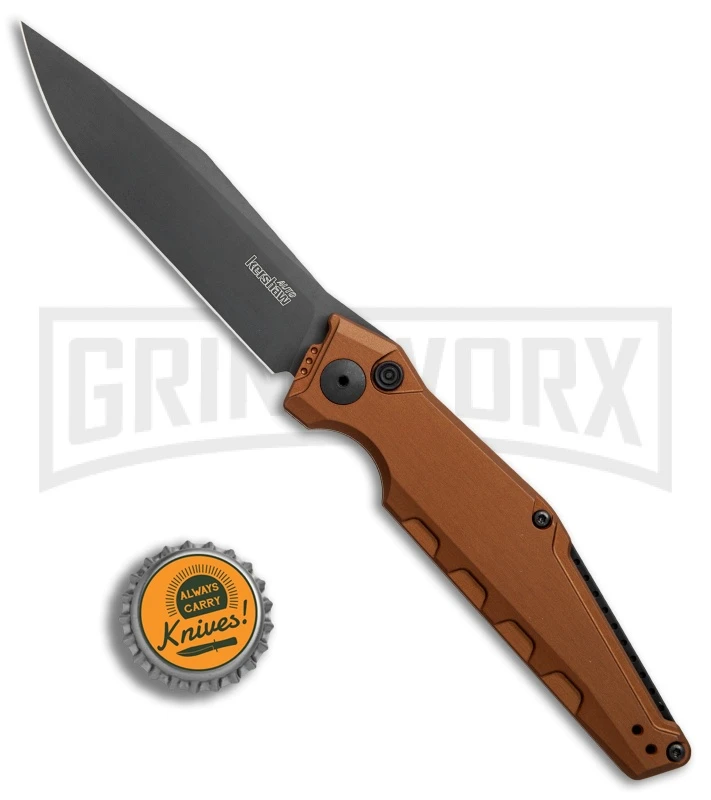 Kershaw Launch 7 Galyean Earth Brown Automatic Knife - Black Plain - Image 4