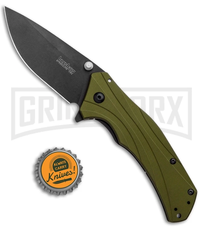 Kershaw Knockout OD Green Assisted Opening Knife - Black Plain - Image 4