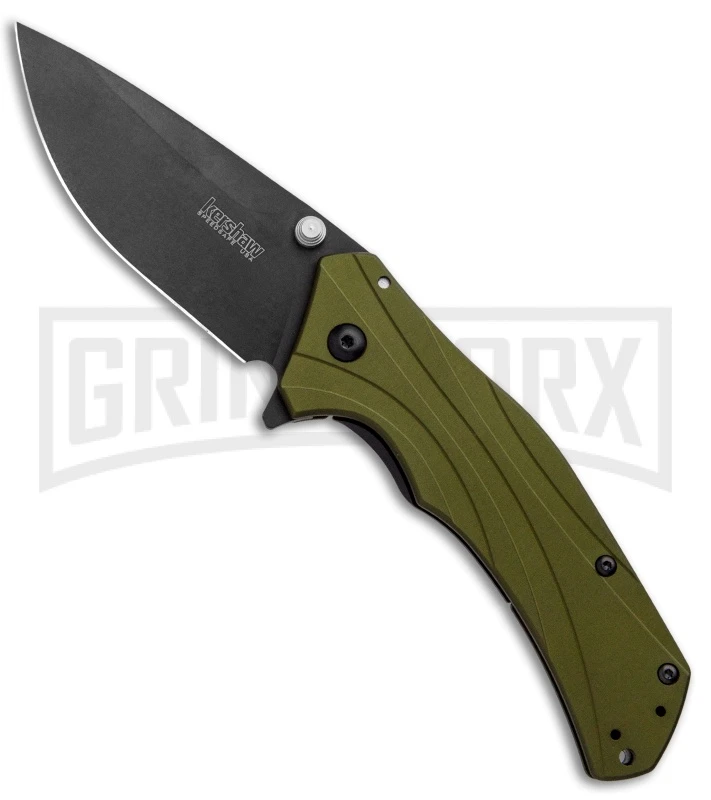 Kershaw Knockout OD Green Assisted Opening Knife - Black Plain