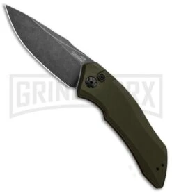 Kershaw Launch 1 Olive Green Aluminum Automatic Knife - Blackwash Plain