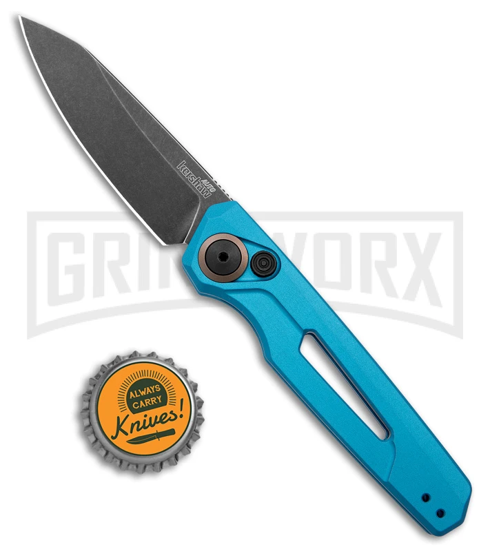 Kershaw Launch 11 Teal Aluminum Automatic Knife - Blackwash Plain - Image 4