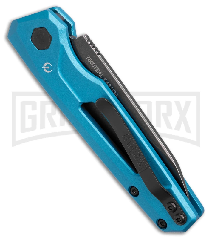 Kershaw Launch 11 Teal Aluminum Automatic Knife - Blackwash Plain - Image 3