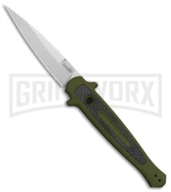 Kershaw Launch 8 Stiletto Automatic Knife Green/CF (3.5" Stonewash)