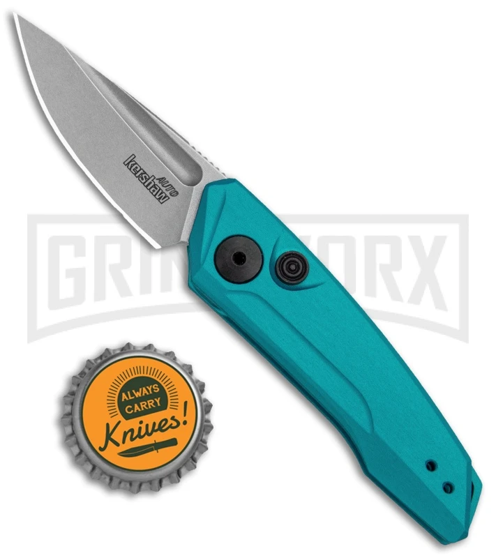 Kershaw Launch 9 Teal Automatic Knife CA Legal - Stonewash Plain - Image 4
