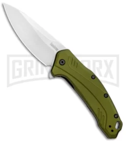 Kershaw Link Drop Point 3.25" Knife Olive Aluminum Stonewash 20CV