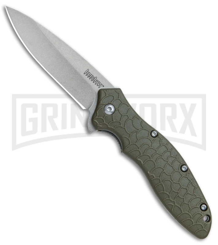 Kershaw Oso Sweet OD Green Assisted Opening Knife - Stonewash Plain