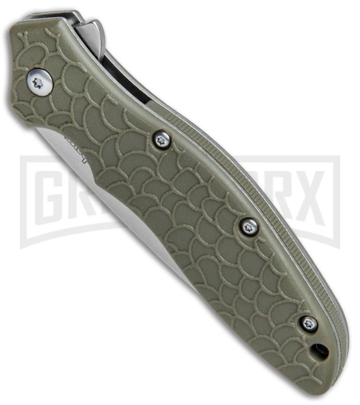 Kershaw Oso Sweet OD Green Assisted Opening Knife - Stonewash Plain - Image 2