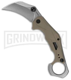 Kershaw Outlier Tan GRN Assisted Folding Karambit - Stonewash Plain