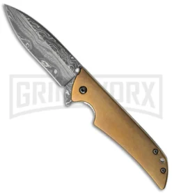 Kershaw Skyline Flytanium Bronze Titanium Folding Knife - DamascusPlain