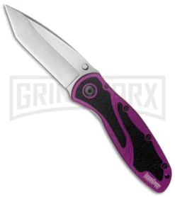 Kershaw Blur Purple Assisted Opening Knife - Tanto Stonewash Plain