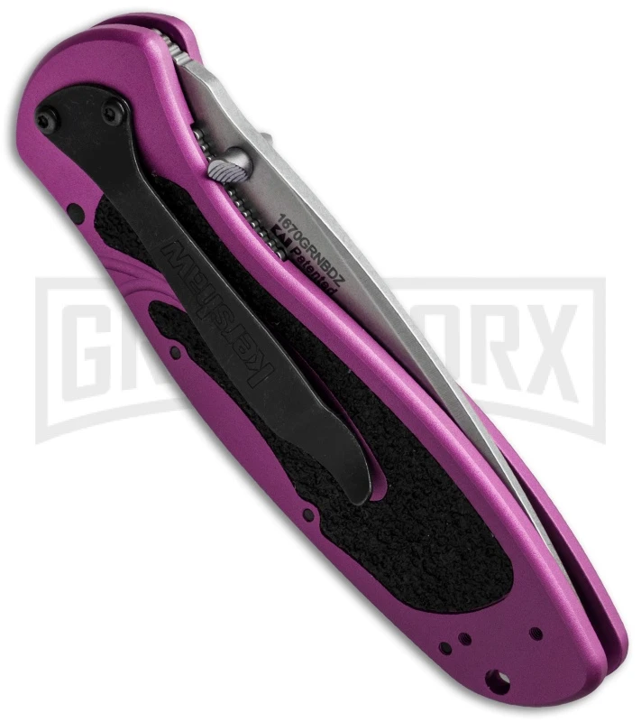 Kershaw Blur Purple Assisted Opening Knife - Tanto Stonewash Plain - Image 3