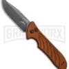 Kershaw Emerson Launch 5 Earth Brown Automatic Knife - Blackwash Plain