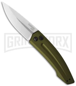 Kershaw Launch 2 OD Green Aluminum Automatic Knife - Stonewash Plain
