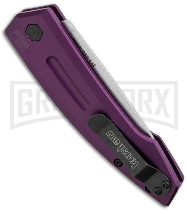 Kershaw Launch 2 Purple Aluminum Automatic Knife - Stonewash Plain - Image 3