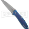 Kershaw Leek Blue Assisted Opening Knife - Stonewash Plain