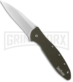 Kershaw Leek Olive Spring Assisted Knife - Bead Blast Plain