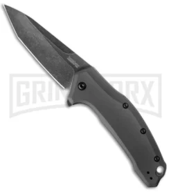 Kershaw Link Gray Spring Assisted Tanto Knife - BlackWash Plain