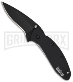 Kershaw Scallion Black Assisted Opening Knife - Black Plain