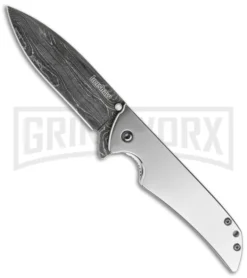 Kershaw Skyline Flytanium Polished Titanium Folding Knife - Damascus Plain